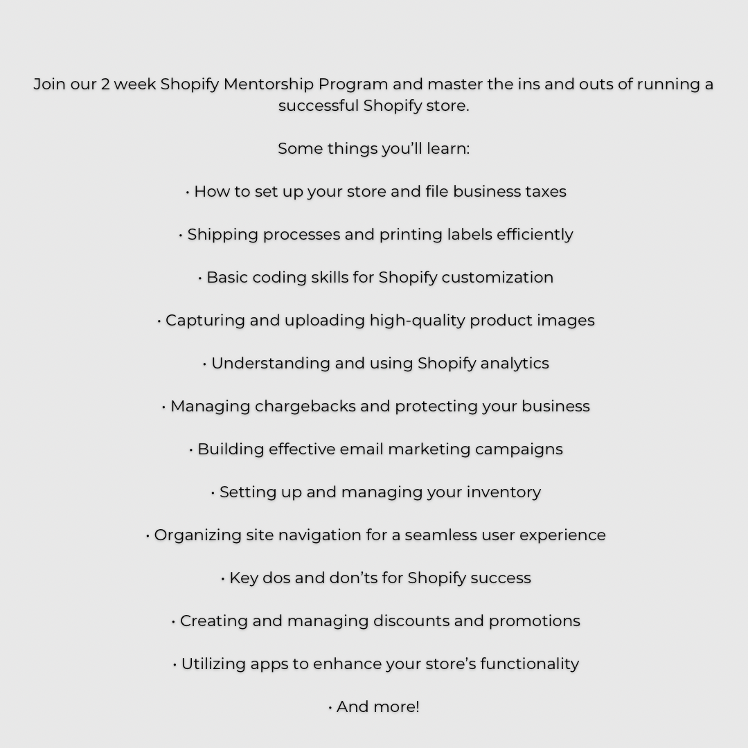SHOPIFY MENTOR
